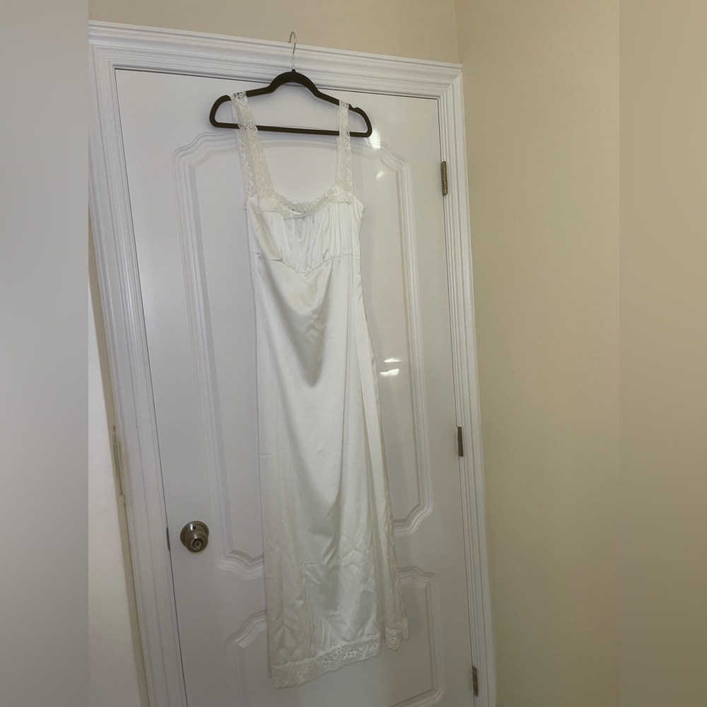 Lioness white satin and lace maxi dress